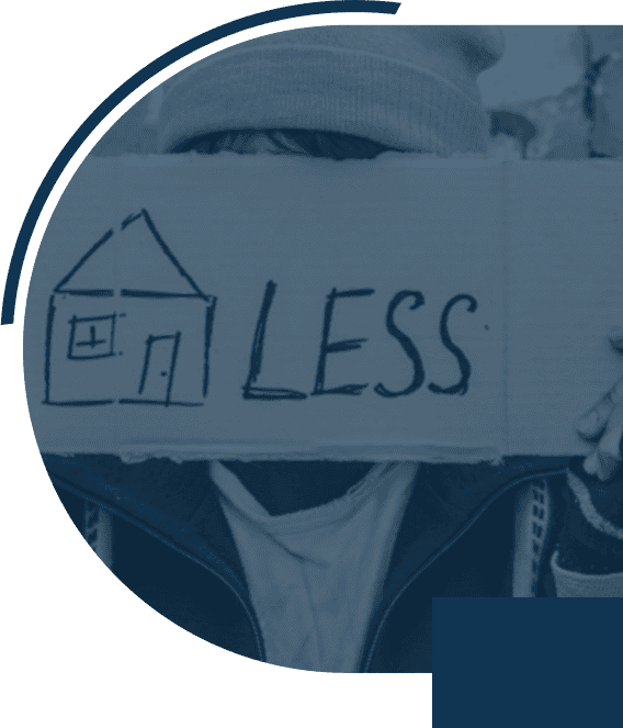 Sign reads 'homeless' inside house drawing