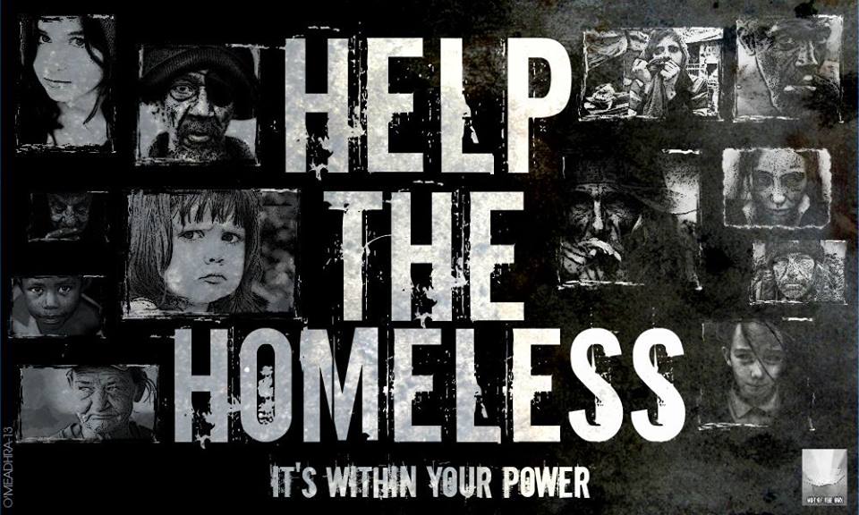 Collage urging to help homeless individuals.